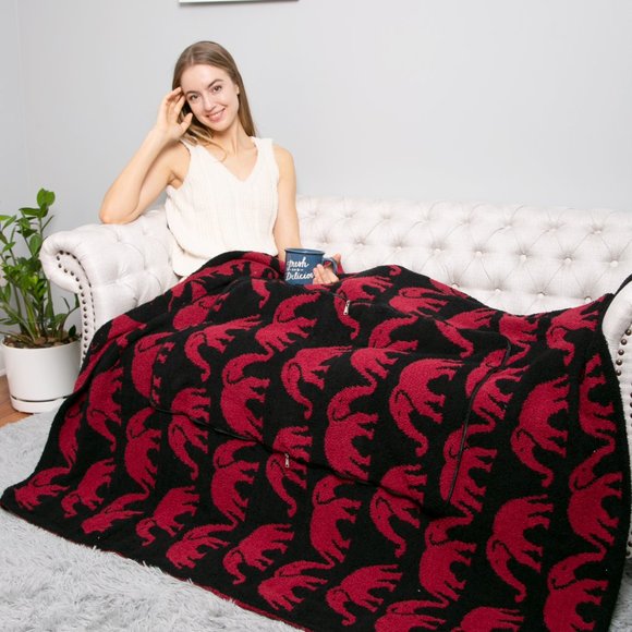 P/S 2 in1 Blanket/Pillow! Elephant Print Luxury Soft Throw Blanket & Pillow· - Picture 6 of 9